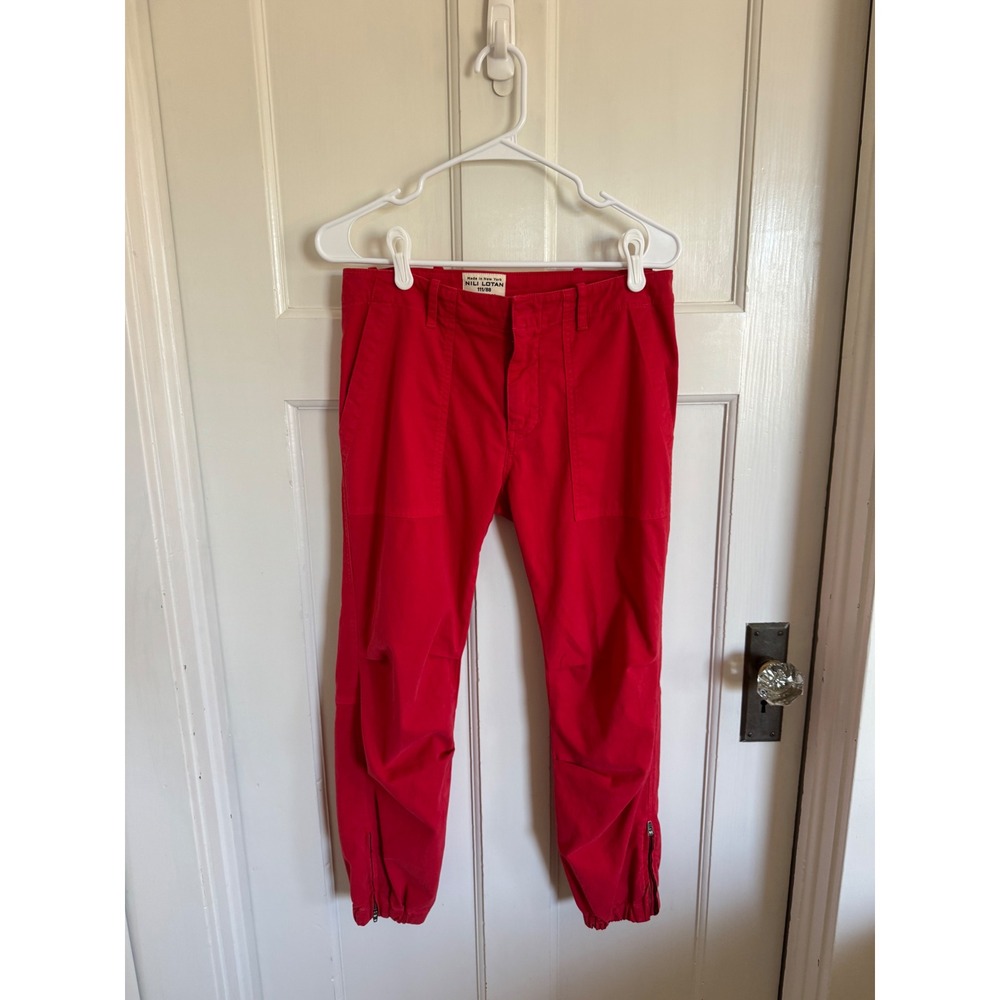 Nili Lotan red zip ankle pants size 6